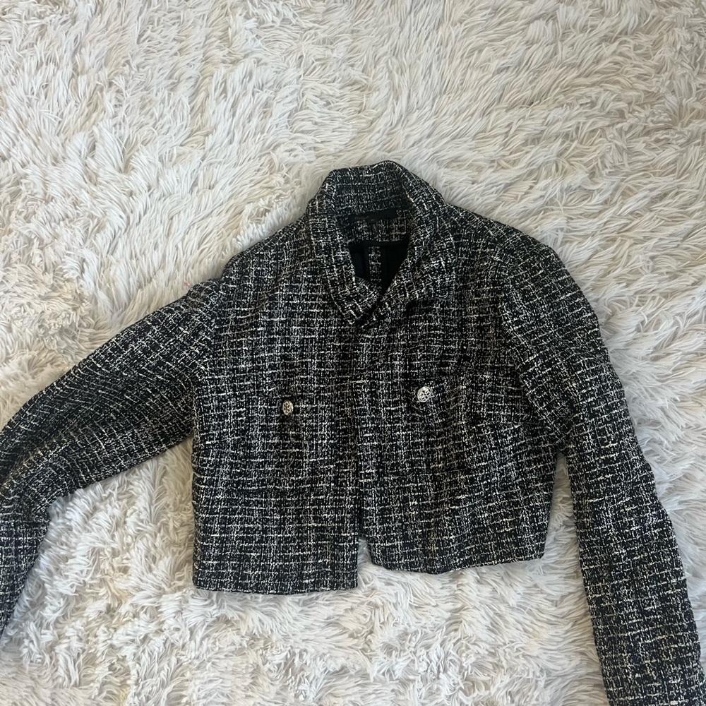BRAND NEW Maje Women's Black and White Tweed Jacket